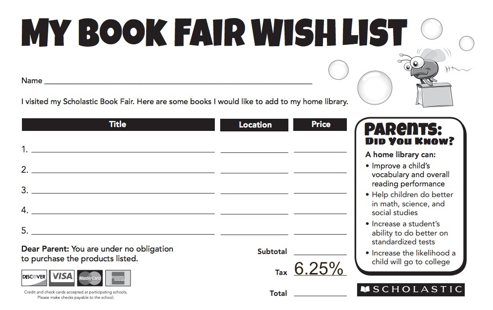 Scholastic Book Fair Sales Tax Chart